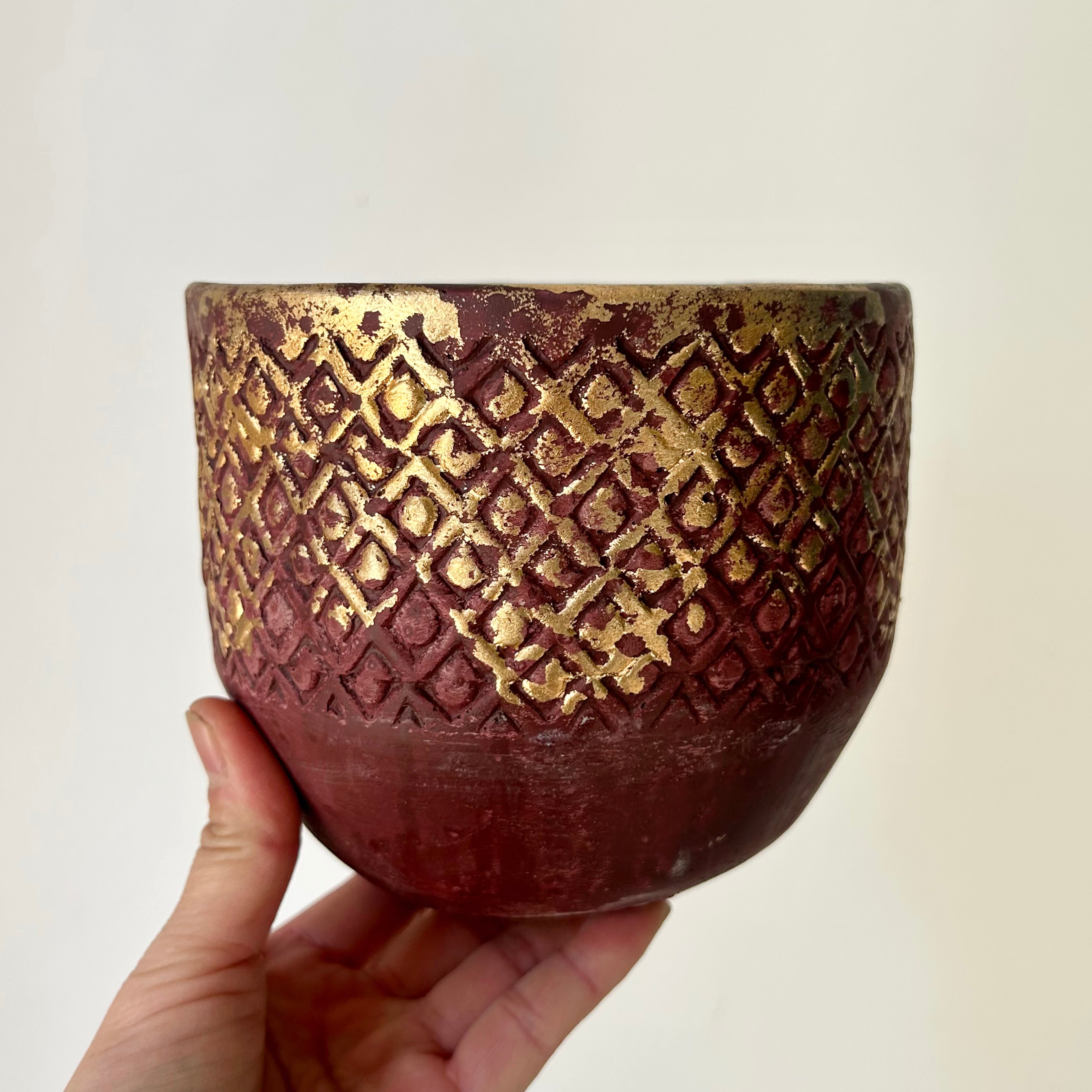 CALEB Decorative Pot BRICK RED (5.25”X5”)