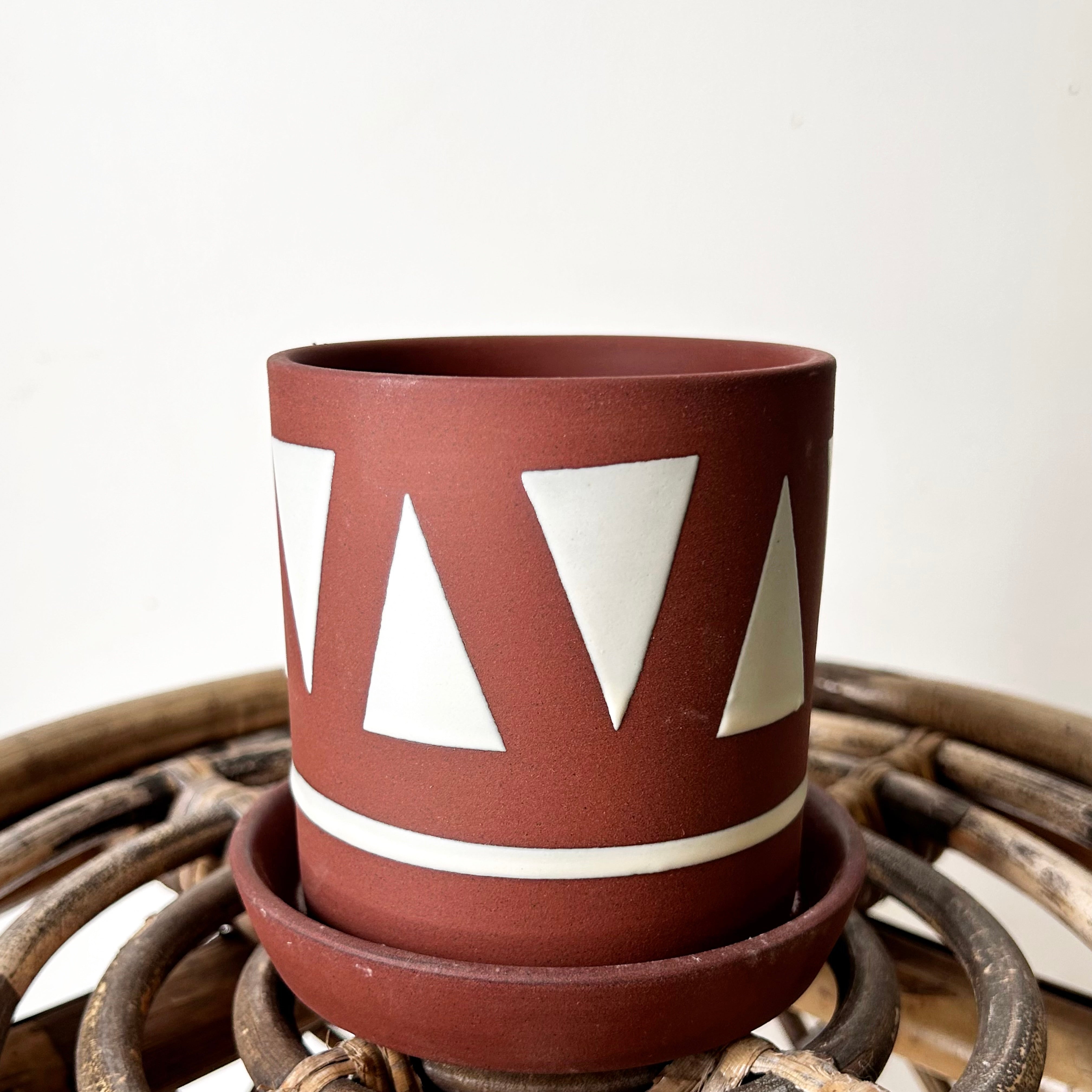 TAJIN Decorative Planter with saucer  (3.25”x3.75”)