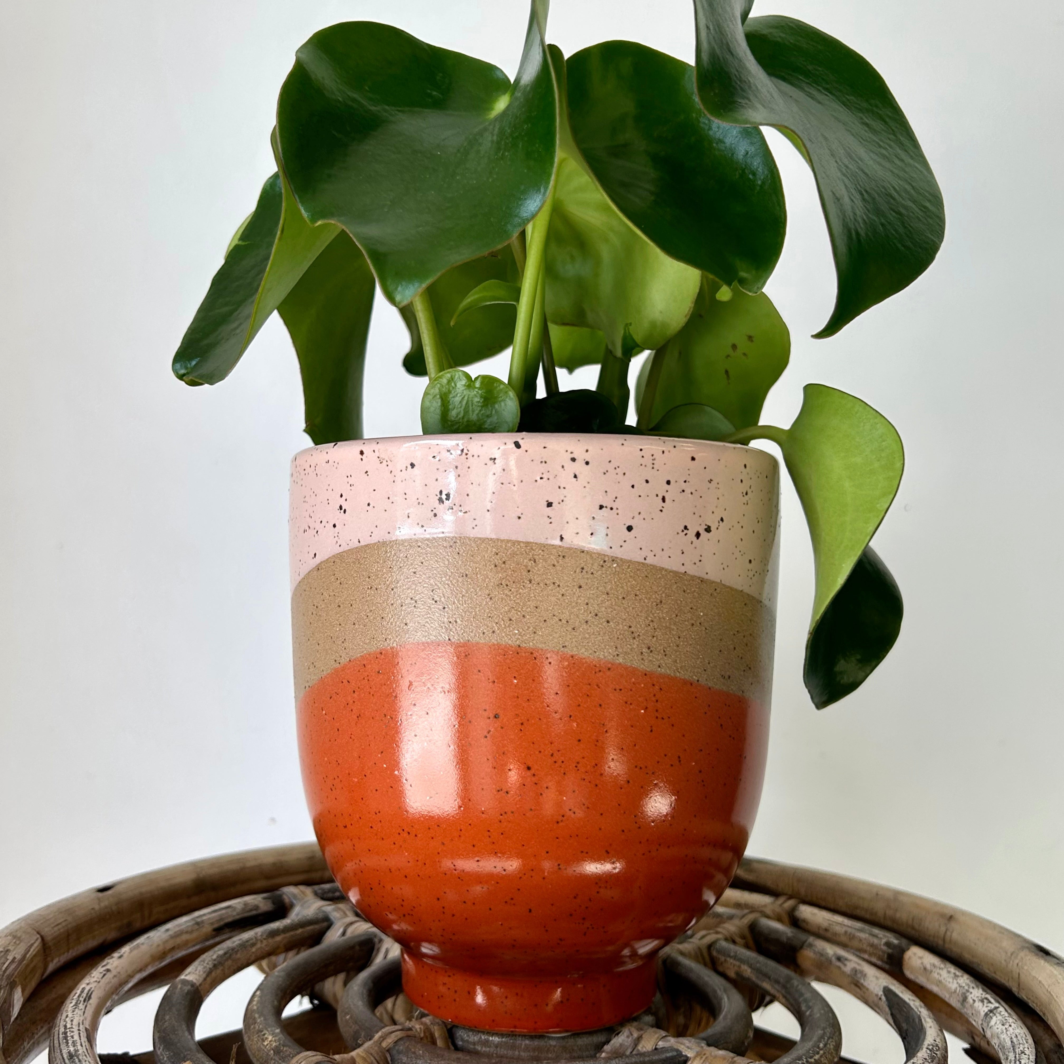 LUISA Decorative pot PINK with sandstone accent (5”x5”)