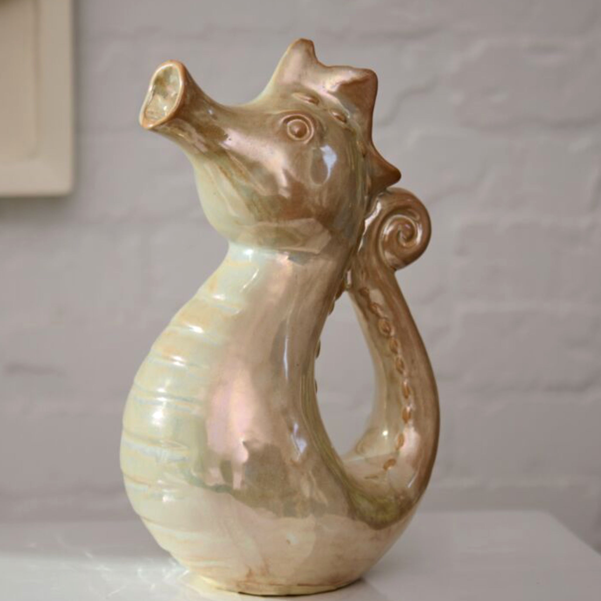 SEAHORSE Ceramic Watering Jug  (6.75"x 5"x 10.2")